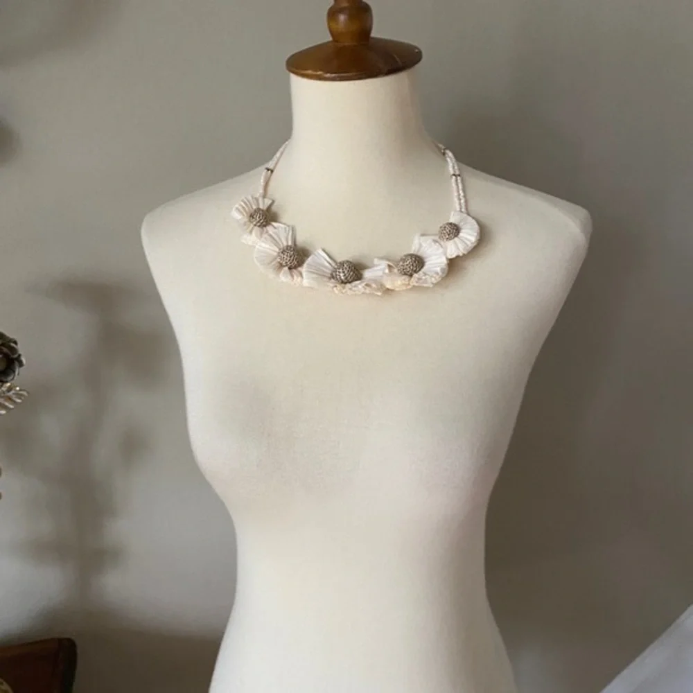 Anthropologie Rush  Raffia Bibb Necklace